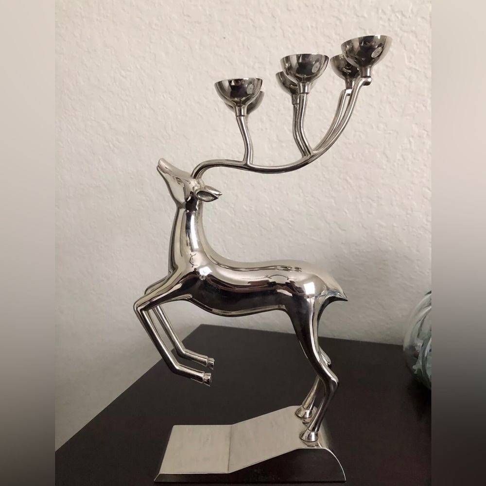 Godinger Silver Played Reindeer Candle Holder